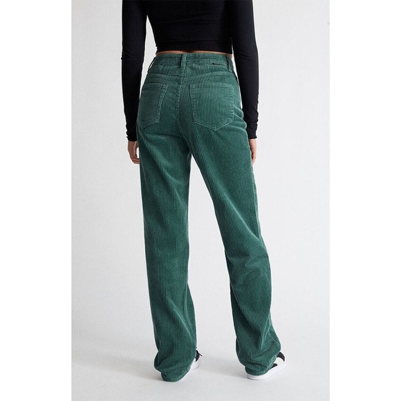 NWT PacSun Green Corduroy Embroidered Boyfriend Jean Doodle Baggy Womens Size 28 - Picture 12 of 16